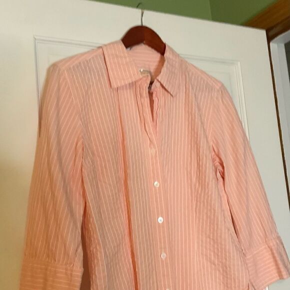 Talbots size Large cotton/Rayon blend. Light orange and white striped. EUC. - Picture 3 of 8